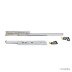 10 Paires De Coulisses Emuca Silver à Sortie Totale Avec Amortie Et Crochet Profondeur 390mm Acier Z