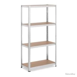 Étagère Charge Lourde 80 X 40 X 160 Cm Supporte 4 X 80 Kg Robuste Garage Atelier Outils Gris 14_000