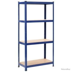 Étagère Charge Lourde De Rangement Bleu 80 X 40 X 160 Cm Acier Et MDF 02_0000705