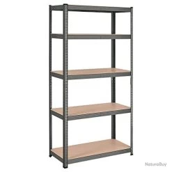 Étagère Charge Lourde Métallique à 5 Niveaux 180 Cm Capacité 875 Kg (175 Kg/niveau) étagère De Gara