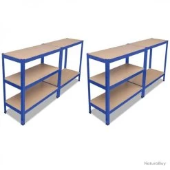 Étagère De Rangement 2 Pcs Bleu 270565