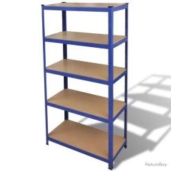 Étagère De Rangement Charge Lourde Robuste Atelier Garage Outils 180 Cm Acier MDF Bleu 02_0000690