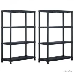 Étagères De Rangement 2 Pcs Noir 220 Kg 90x40x138 Cm Plastique 276262