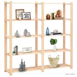 VidaXL Étagères De Rangement à 5 Niveaux 2pcs 170x38x170 Cm Pin 500 Kg