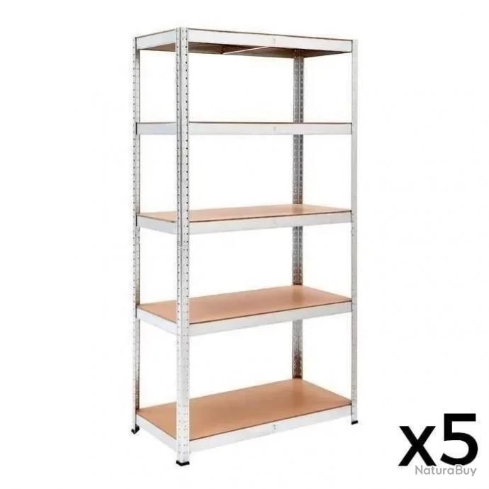 Lot De 5 étagère De Rangement De Charge Lourde 1325kg Max - Acier Galvanisé - LIVRAISON GRATUITE 1 Lot De 5 étagère De Rangement De Charge Lourde 1325kg Max - Acier Galvanisé - LIVRAISON GRATUITE