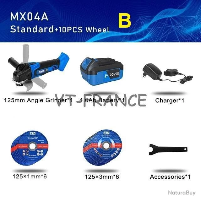 Meuleuse D Angle 125mm Pro Sans Fil 20/21V, Modele: B 1 Meuleuse D Angle 125mm Pro Sans Fil 20/21V, Modele: B