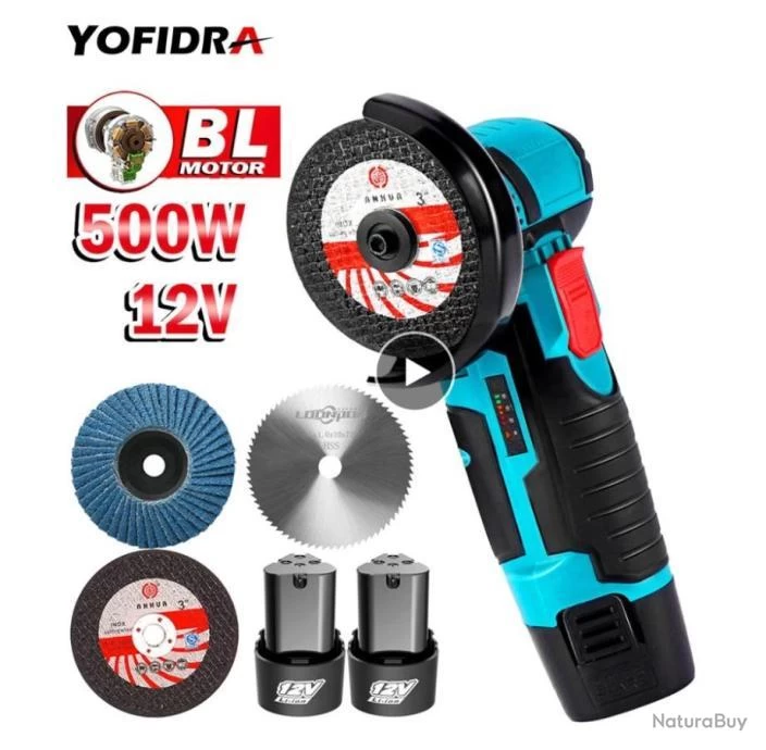 Mini MEULEUSE D'Angle Sans Fil 12V 500 W, Avec Batterie Au Lithium 1 Mini MEULEUSE D'Angle Sans Fil 12V 500 W, Avec Batterie Au Lithium