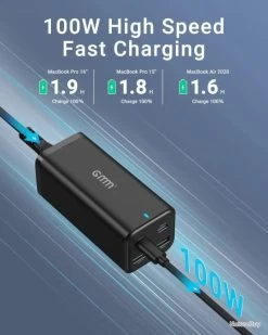 Multiple Chargeur 100W 2 Port USB-C PD 3.0 PPS Et 2-Port USB QC 3.0 Câble 1.5m