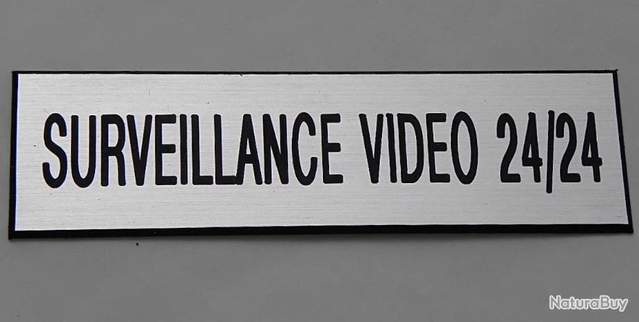 Panneau Adhésif SURVEILLANCE VIDEO 24/24 Argenté Format 10x30 Cm 1 Panneau Adhésif SURVEILLANCE VIDEO 24/24 Argenté Format 10x30 Cm