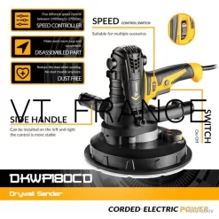 Ponceuse Orbitale PRO 900W 180mm, Modele: DKWP180CD
