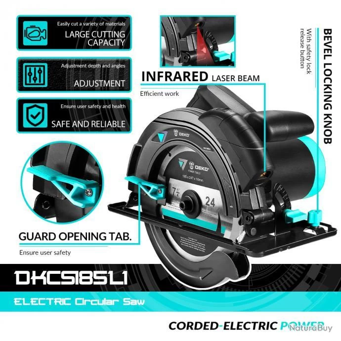 Scie Circulaire Pro 185mm, Modele: DKCS185L1 1 Scie Circulaire Pro 185mm, Modele: DKCS185L1
