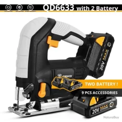 Scie Sauteuse Pro 1050W Guidage Laser LED, Modele: QD6633 2 Batteries