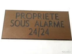 Panneau "PROPRIETE SOUS ALARME 24/24" Format 98 X 200 Mm Fond CUIVRE