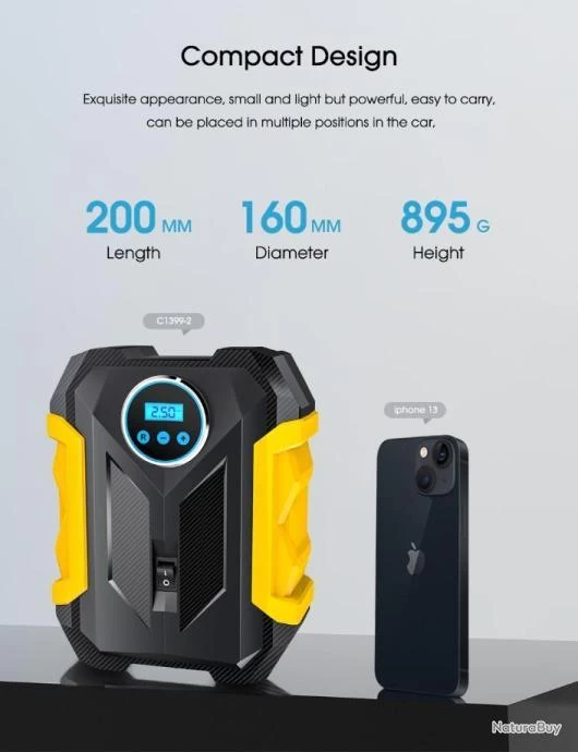 Carsun Gonfleur Compresseur Numérique Portable Idéal Pneus Matelas Gonflables Ballons Camping Plein 2 Carsun Gonfleur Compresseur Numérique Portable Idéal Pneus Matelas Gonflables Ballons Camping Plein – Image 2