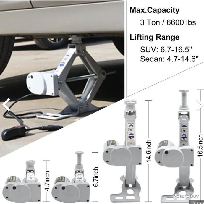 Cric Électrique à Ciseaux, DC 12 V 3 Tonnes 2 Cric Électrique à Ciseaux, DC 12 V 3 Tonnes – Image 2