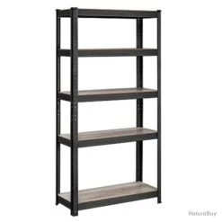 Étagère Charge Lourde à 5 Niveaux 150 X 75 X 30 Cm Capacité 400 Kg (80 Kg/niveau) Style Industriel