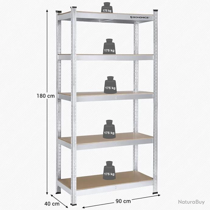 Étagère De Rangement Spéciale Charges Lourdes 180 X 90 X 40 Cm Charge Maximale : 875 Kg étagère Pou 2 Étagère De Rangement Spéciale Charges Lourdes 180 X 90 X 40 Cm Charge Maximale : 875 Kg étagère Pou – Image 2