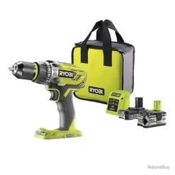 Perceuse-visseuse à Percussion Ryobi R18PD31-252S Lithium+ 18V One+ 5,0 Ah 2,0Ah 2 Vitesses Mandrin
