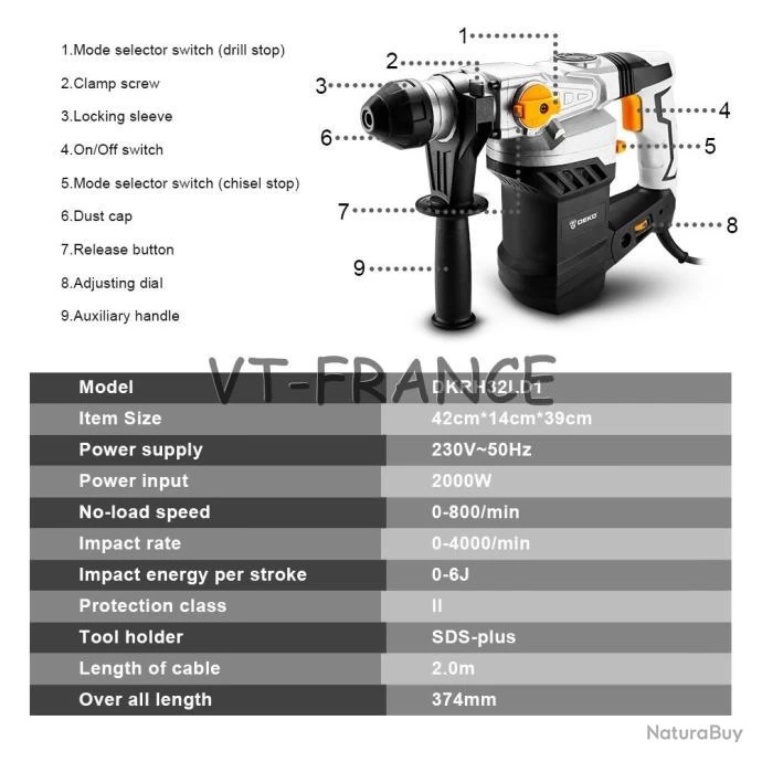 Perforateur Rotatif Pro 2000W SDS+, Modele: LD1 2 Perforateur Rotatif Pro 2000W SDS+, Modele: LD1 – Image 2