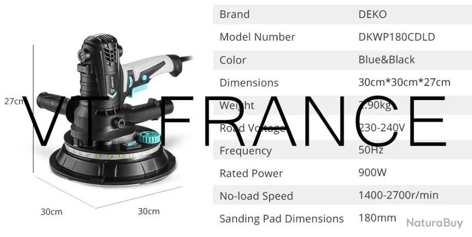 Ponceuse Orbitale PRO 900W 180mm, Modele: DKWP180CDLD 2 Ponceuse Orbitale PRO 900W 180mm, Modele: DKWP180CDLD – Image 2