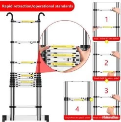 Échelle Télescopique 2.60M Compact Avec Crochets En Alu Max 150KG Bricolage Maison Jardin Forêt 7 Échelle Télescopique 2.60M Compact Avec Crochets En Alu Max 150KG Bricolage Maison Jardin Forêt -Des outils pour votre vie. 00003 Echelle Telescopique 2.60M Compact avec Crochets en Alu Max 150KG Bricolage Maison Jardin Foret