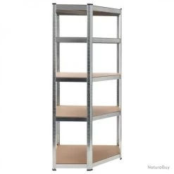 Étagère De Rangement Argenté 75x75x180 Cm Acier Et MDF 144265 -Des outils pour votre vie. 00003 Etagere de rangement Argente 75x75x180 cm Acier et MDF