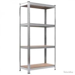 Étagère De Rangement Argenté 80x40x160 Cm Acier Et MDF 144266 -Des outils pour votre vie. 00003 Etagere de rangement Argente 80x40x160 cm Acier et MDF