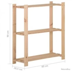 Étagère De Stockage 3 Niveaux 80x28,5x90 Cm Bois De Pin Massif 327321 -Des outils pour votre vie. 00003 Etagere de stockage 3 niveaux 80x28 5x90 cm Bois de pin massif 327321