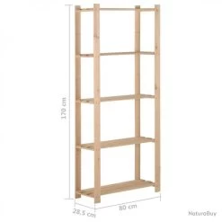 Étagère De Stockage 5 Niveaux 80x28,5x170 Cm Bois De Pin Massif 327320 -Des outils pour votre vie. 00003 Etagere de stockage 5 niveaux 80x28 5x170 cm Bois de pin massif 327320