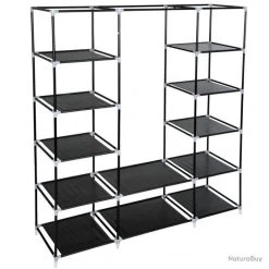 Penderie En Tissu 150 X 175 X 45 Cm Noir 2008208 -Des outils pour votre vie. 00003 Penderie en tissu 150 x 175 x 45 cm noir 2008208