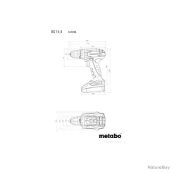 Perceuse-visseuse 14,4V 2x2Ah Li-Power Avec Accessoires BS 14.4 Set 602206880 Metabo -Des outils pour votre vie. 00003 Perceuse visseuse 14 4V 2x2Ah Li Power avec accessoires BS 14.4 Set 602206880 Metabo