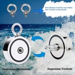 Aimant De Pêche Néodyme Puissant Double Faces Combiné 770KG Avec 20m Corde Gants Grappin Mousqueton -Des outils pour votre vie. 00004 Aimant de Peche Neodyme Puissant Double Faces Combine 770KG avec 20m Corde Gants Grappin Mousqueton
