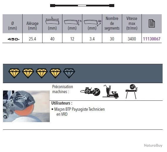 Disque Diamant Pro Tt D. 450 X 25,4 X H 12 Sidamo 2 Disque Diamant Pro Tt D. 450 X 25,4 X H 12 Sidamo – Image 2