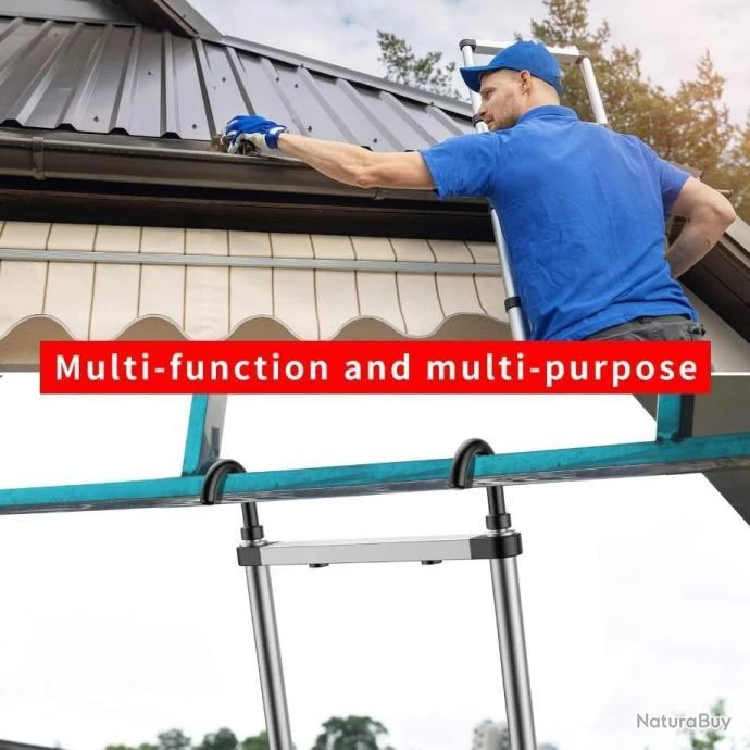 Échelle Télescopique 2.60M Compact Avec Crochets En Alu Max 150KG Bricolage Maison Jardin Forêt 4 Échelle Télescopique 2.60M Compact Avec Crochets En Alu Max 150KG Bricolage Maison Jardin Forêt – Image 4