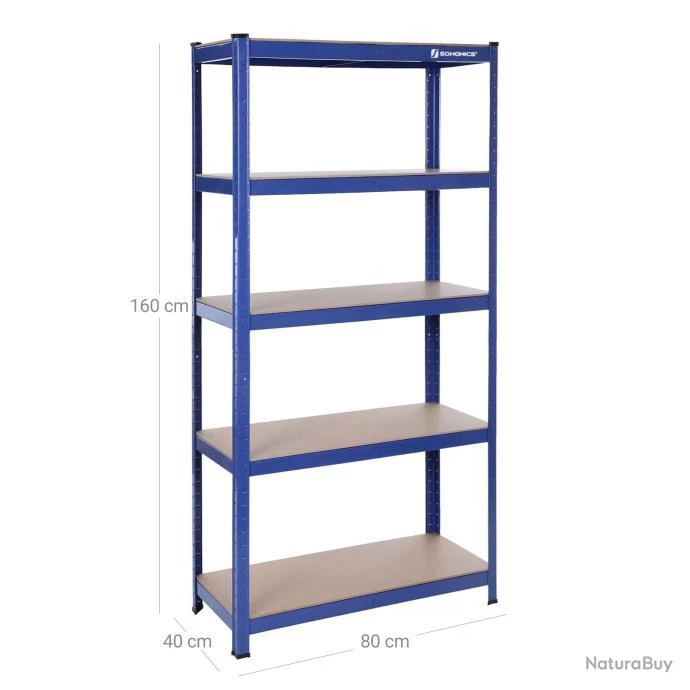 Étagère De Rangement Charge Lourde En Acier Résistant Clipsable 4 Niveaux Tablette En MDF 160 X 80 4 Étagère De Rangement Charge Lourde En Acier Résistant Clipsable 4 Niveaux Tablette En MDF 160 X 80 – Image 4