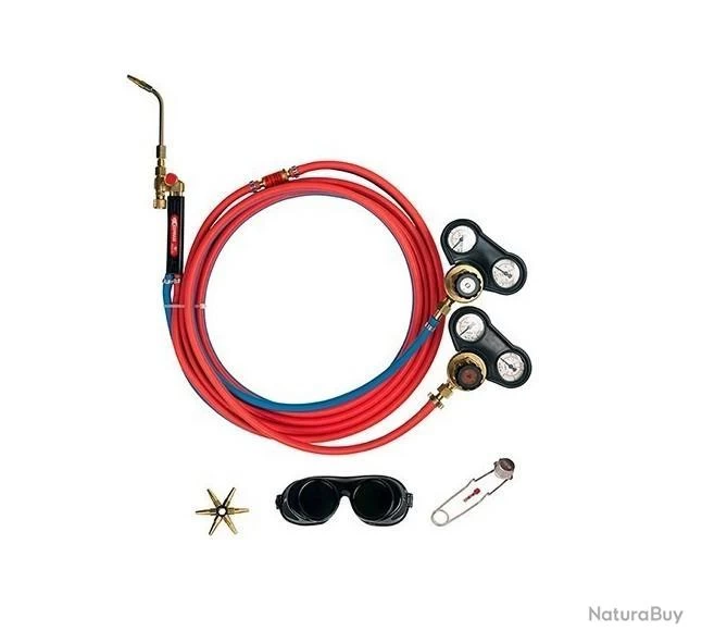 Kit Soudeur KORO Oxyacétylénique ( Chalumeau + Tuyau 5m + ARF + Détendeur + Lunette + Etoile 6 Becs) 1 Kit Soudeur KORO Oxyacétylénique ( Chalumeau + Tuyau 5m + ARF + Détendeur + Lunette + Etoile 6 Becs)