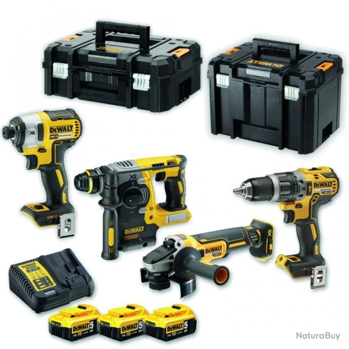 DeWALT Pack 4 Outils XR 18V 5Ah Li-Ion Brushless Perceuse Visseuse Meuleuse Perforateur Avec Coffret T-STAK 2 DeWALT Pack 4 Outils XR 18V 5Ah Li-Ion Brushless Perceuse Visseuse Meuleuse Perforateur Avec Coffret T-STAK – Image 2