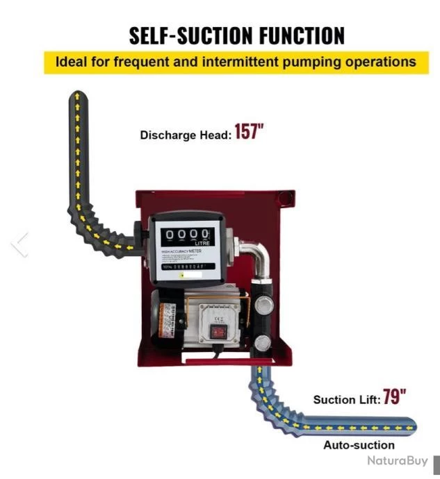 Pompe Diesel Auto-amorçante 60L/min, Pompe Gasoil électrique 550W.......LIVRAISON OFFERTE 4 Pompe Diesel Auto-amorçante 60L/min, Pompe Gasoil électrique 550W.......LIVRAISON OFFERTE – Image 4