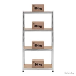 Étagère Charge Lourde 80 X 40 X 160 Cm Supporte 4 X 80 Kg Robuste Garage Atelier Outils Gris 14_000 -Des outils pour votre vie. 00005 Etagere charge lourde 80 x 40 x 160 cm supporte 4 x 80 kg robuste garage atelier outils gris 14 000