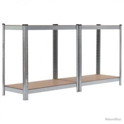 Étagère De Rangement Argenté 80x40x160 Cm Acier Et MDF 144266 -Des outils pour votre vie. 00005 Etagere de rangement Argente 80x40x160 cm Acier et MDF