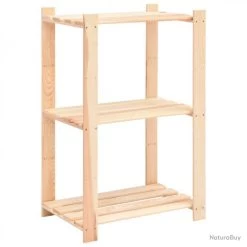 Étagères De Rangement à 3 Niveaux 2 Pcs 60x38x90 Cm Pin 150 Kg 3051121 -Des outils pour votre vie. 00005 Etageres de rangement a 3 niveaux 2 pcs 60x38x90 cm Pin 150 kg