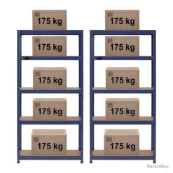 Lot De 2 étagères Charge Lourde étagère Métallique étagère D'atelier 90 X 40 X 180 Cm Supporte 5 X 10 Lot De 2 étagères Charge Lourde étagère Métallique étagère D'atelier 90 X 40 X 180 Cm Supporte 5 X -Des outils pour votre vie. 00005 Lot de 2 etageres charge lourde etagere metallique etagere d atelier 90 x 40 x 180 cm supporte 5 x