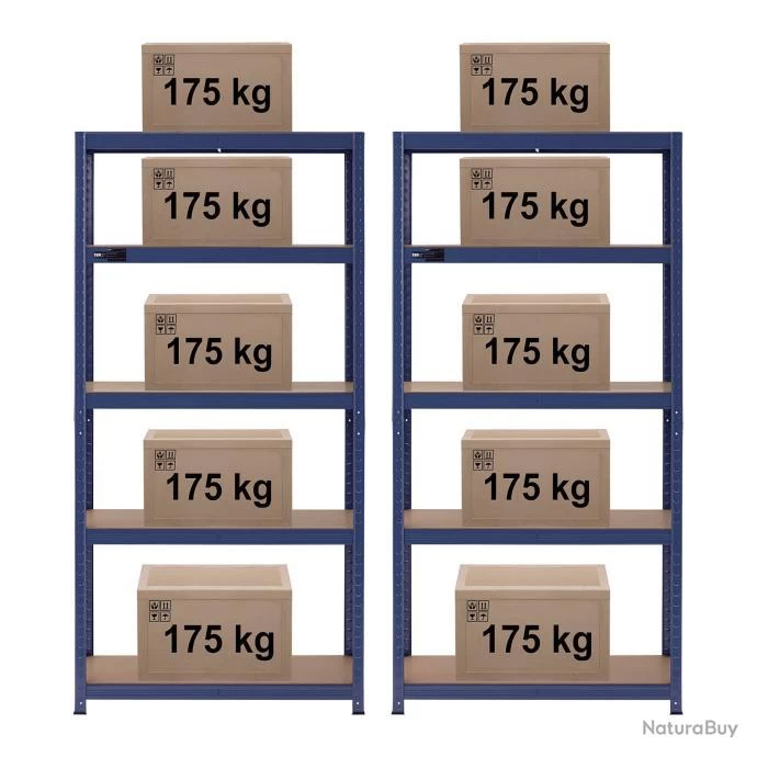 Lot De 2 étagères Charge Lourde étagère Métallique étagère D'atelier 90 X 40 X 180 Cm Supporte 5 X 5 Lot De 2 étagères Charge Lourde étagère Métallique étagère D'atelier 90 X 40 X 180 Cm Supporte 5 X – Image 5