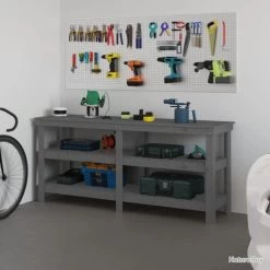 Banc De Travail Gris 181x50x80 Cm Bois De Pin Massif