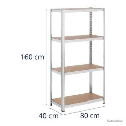 Étagère Charge Lourde 80 X 40 X 160 Cm Supporte 4 X 80 Kg Robuste Garage Atelier Outils Gris 14_000 -Des outils pour votre vie. 00006 Etagere charge lourde 80 x 40 x 160 cm supporte 4 x 80 kg robuste garage atelier outils gris 14 000