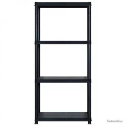 Étagère De Rangement à 4 Niveaux Noir 122x30,5x130 Cm Plastique 3059851 -Des outils pour votre vie. 00006 Etagere de rangement a 4 niveaux Noir 122x30 5x130 cm Plastique
