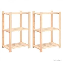 Étagères De Rangement à 3 Niveaux 2 Pcs 60x38x90 Cm Pin 150 Kg 3051121 -Des outils pour votre vie. 00006 Etageres de rangement a 3 niveaux 2 pcs 60x38x90 cm Pin 150 kg
