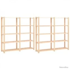 VidaXL Étagères De Rangement à 5 Niveaux 2pcs 170x38x170 Cm Pin 500 Kg -Des outils pour votre vie. 00006 Etageres de rangement a 5 niveaux 2pcs 170x38x170 cm Pin 500 kg 3051109