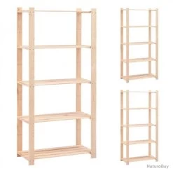 Étagères De Rangement à 5 Niveaux 3 Pcs 80x38x170 Cm Pin 250 Kg 3051114 -Des outils pour votre vie. 00006 Etageres de rangement a 5 niveaux 3 pcs 80x38x170 cm Pin 250 kg 3051114