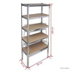 Lot De 5 étagères Charge Lourde Robuste MDF 180 Cm De Rangement 02_0000693 -Des outils pour votre vie. 00006 Lot de 5 etageres charge lourde robuste MDF 180 cm de rangement 02 0000693